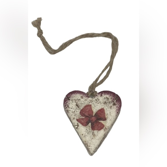 Handcrafted Retro Heart Christmas Salt Dough Ornament Red Bow Design Ukraine - Picture 16 of 16